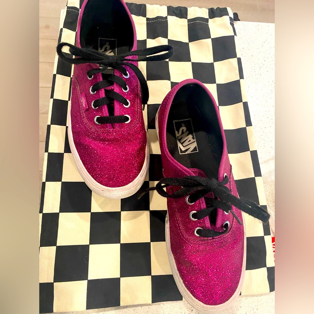 Vans Pink and Silver Sneakers Classic Skate Style